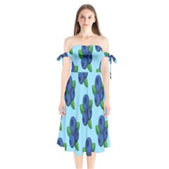 Fruit Nordic Grapes Green Blue Shoulder Tie Bardot Midi Dress