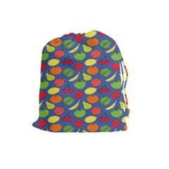 Fruit Melon Cherry Apple Strawberry Banana Apple Drawstring Pouches (large)  by Mariart