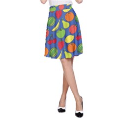 Fruit Melon Cherry Apple Strawberry Banana Apple A-line Skirt by Mariart