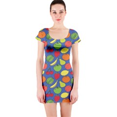 Fruit Melon Cherry Apple Strawberry Banana Apple Short Sleeve Bodycon Dress