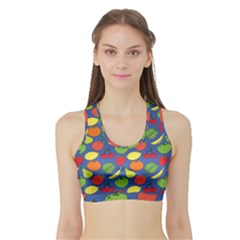 Fruit Melon Cherry Apple Strawberry Banana Apple Sports Bra With Border