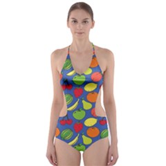 Fruit Melon Cherry Apple Strawberry Banana Apple Cut-out One Piece Swimsuit by Mariart