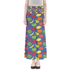 Fruit Melon Cherry Apple Strawberry Banana Apple Full Length Maxi Skirt by Mariart