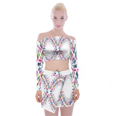 Free Symbol Hands Off Shoulder Top With Skirt Set by Mariart