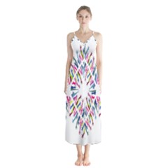 Free Symbol Hands Button Up Chiffon Maxi Dress