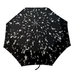 Falling Spinning Silver Stars Space White Black Folding Umbrellas by Mariart