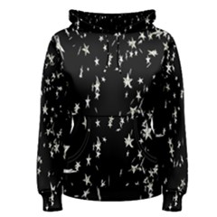 Falling Spinning Silver Stars Space White Black Women s Pullover Hoodie by Mariart