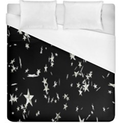 Falling Spinning Silver Stars Space White Black Duvet Cover (king Size)