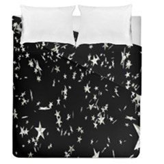 Falling Spinning Silver Stars Space White Black Duvet Cover Double Side (queen Size)