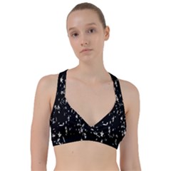 Falling Spinning Silver Stars Space White Black Sweetheart Sports Bra by Mariart