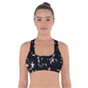 Falling Spinning Silver Stars Space White Black Cross Back Sports Bra View1