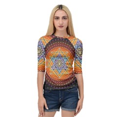 Cosmik Triangle Space Rainbow Light Blue Gold Orange Quarter Sleeve Raglan Tee