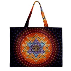 Cosmik Triangle Space Rainbow Light Blue Gold Orange Zipper Mini Tote Bag