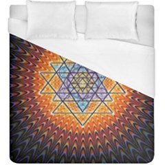 Cosmik Triangle Space Rainbow Light Blue Gold Orange Duvet Cover (king Size) by Mariart