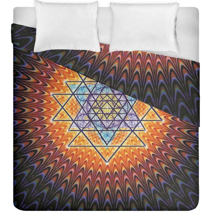 Cosmik Triangle Space Rainbow Light Blue Gold Orange Duvet Cover Double Side (King Size)