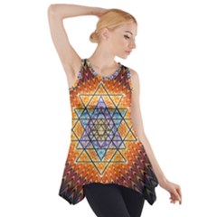 Cosmik Triangle Space Rainbow Light Blue Gold Orange Side Drop Tank Tunic