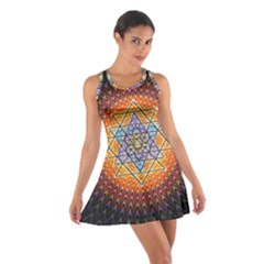 Cosmik Triangle Space Rainbow Light Blue Gold Orange Cotton Racerback Dress by Mariart