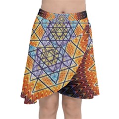 Cosmik Triangle Space Rainbow Light Blue Gold Orange Chiffon Wrap