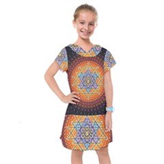 Cosmik Triangle Space Rainbow Light Blue Gold Orange Kids  Drop Waist Dress by Mariart