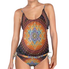 Cosmik Triangle Space Rainbow Light Blue Gold Orange Tankini Set by Mariart