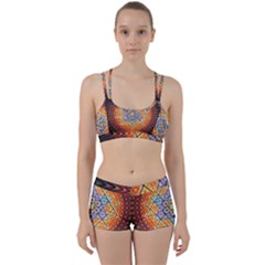 Cosmik Triangle Space Rainbow Light Blue Gold Orange Women s Sports Set by Mariart