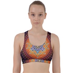 Cosmik Triangle Space Rainbow Light Blue Gold Orange Back Weave Sports Bra by Mariart