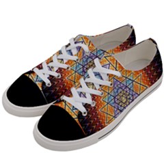 Cosmik Triangle Space Rainbow Light Blue Gold Orange Women s Low Top Canvas Sneakers