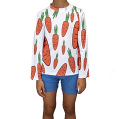 Fruit Vegetable Carrots Kids  Long Sleeve Swimwear by Mariart