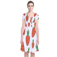 Fruit Vegetable Carrots Short Sleeve Front Wrap Dress by Mariart