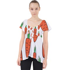 Fruit Vegetable Carrots Lace Front Dolly Top