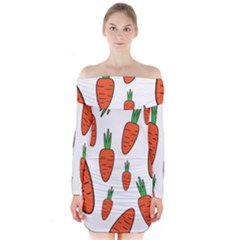 Fruit Vegetable Carrots Long Sleeve Off Shoulder Dress