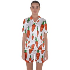 Fruit Vegetable Carrots Satin Short Sleeve Pyjamas Set