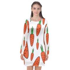 Fruit Vegetable Carrots Long Sleeve Chiffon Shift Dress  by Mariart