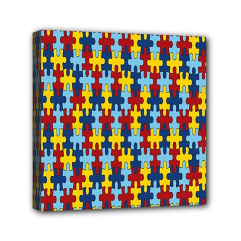 Fuzzle Red Blue Yellow Colorful Mini Canvas 6  X 6  by Mariart