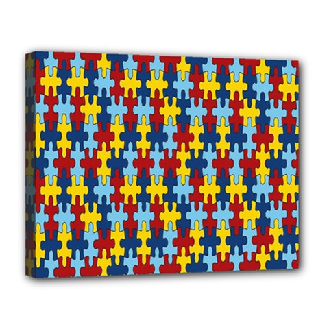 Fuzzle Red Blue Yellow Colorful Canvas 14  X 11  by Mariart