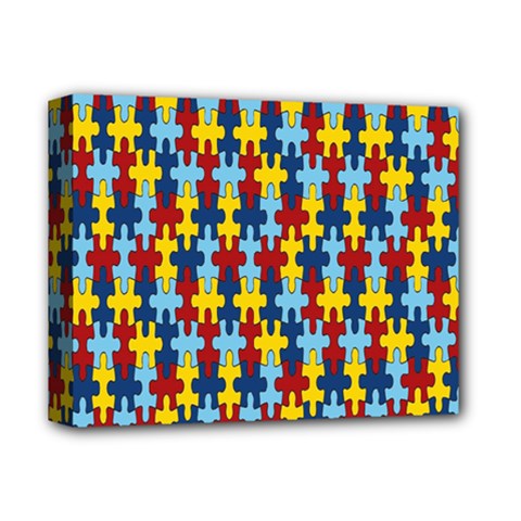 Fuzzle Red Blue Yellow Colorful Deluxe Canvas 14  X 11  by Mariart