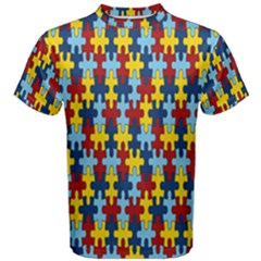 Fuzzle Red Blue Yellow Colorful Men s Cotton Tee