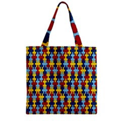 Fuzzle Red Blue Yellow Colorful Zipper Grocery Tote Bag