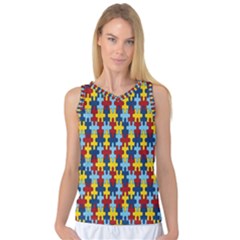 Fuzzle Red Blue Yellow Colorful Women s Basketball Tank Top