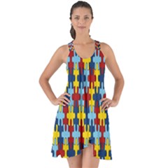 Fuzzle Red Blue Yellow Colorful Show Some Back Chiffon Dress