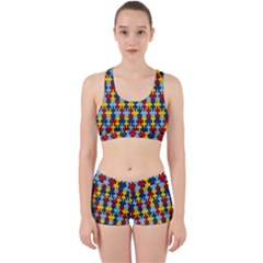 Fuzzle Red Blue Yellow Colorful Work It Out Sports Bra Set by Mariart