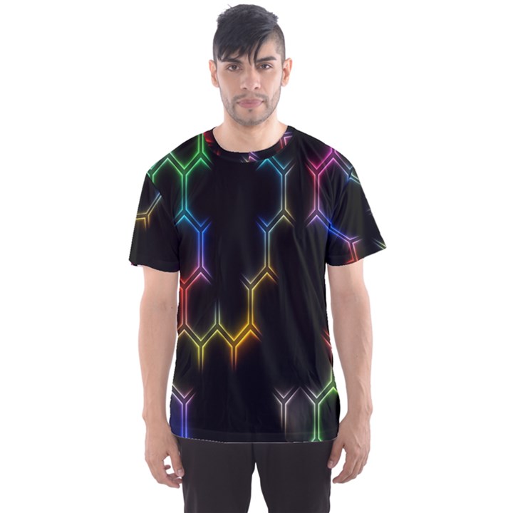 Grid Light Colorful Bright Ultra Men s Sports Mesh Tee