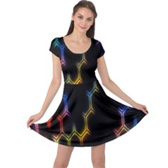 Grid Light Colorful Bright Ultra Cap Sleeve Dress by Mariart