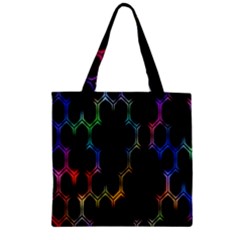 Grid Light Colorful Bright Ultra Zipper Grocery Tote Bag