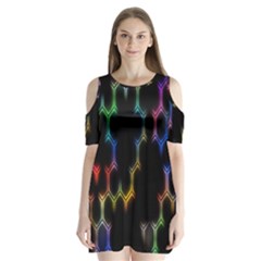 Grid Light Colorful Bright Ultra Shoulder Cutout Velvet One Piece