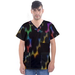 Grid Light Colorful Bright Ultra Men s V-neck Scrub Top