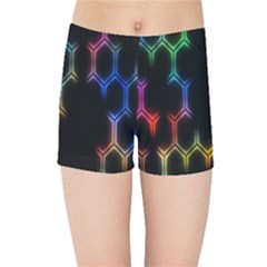 Grid Light Colorful Bright Ultra Kids Sports Shorts