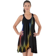 Grid Light Colorful Bright Ultra Show Some Back Chiffon Dress by Mariart