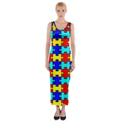 Game Puzzle Fitted Maxi Dress