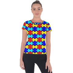 Game Puzzle Short Sleeve Sports Top  by Mariart